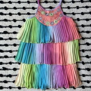 NWT Rainbow Tiered Baby Sara Dress with Floral Accents